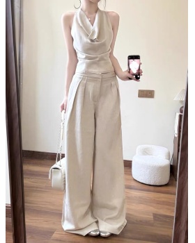 Mopping wide leg pants Casual pants a set