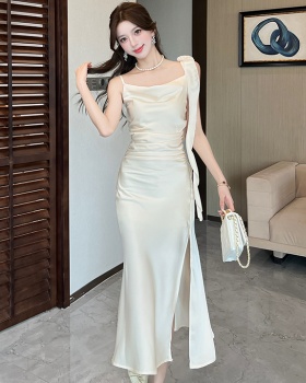 Satin split sling sexy vacation ladies dress for women