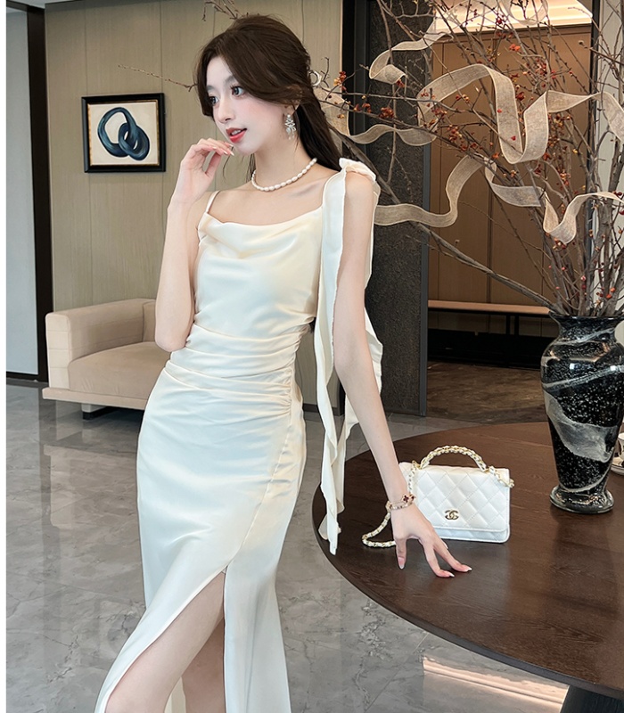 Satin split sling sexy vacation ladies dress for women