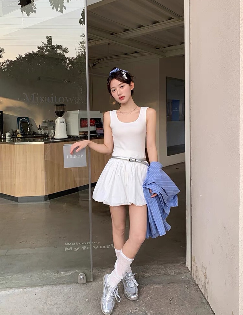 Fashion Korean style shirt loose dress 2pcs set