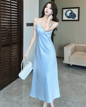 Enticement satin dress sling spring and summer long dress