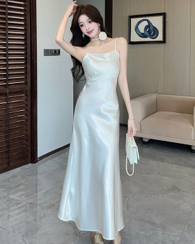 Enticement satin sling long dress temperament silky dress