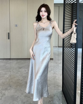 Temperament satin long dress enticement dress