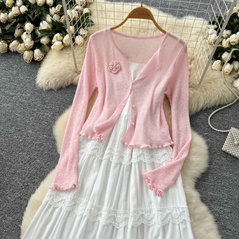 Beading lace coat sling France style cardigan 2pcs set