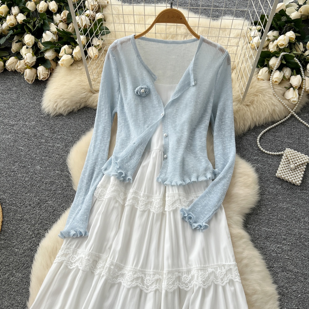 Beading lace coat sling France style cardigan 2pcs set