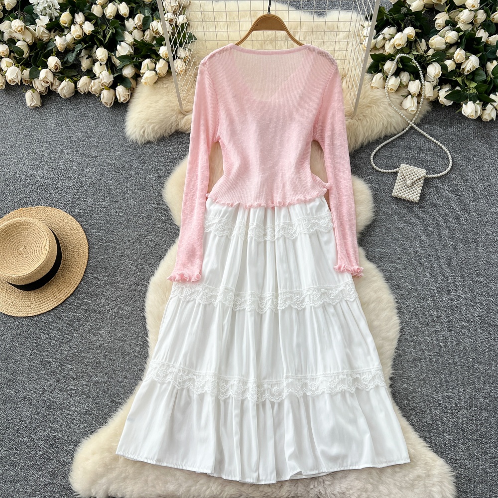 Beading lace coat sling France style cardigan 2pcs set