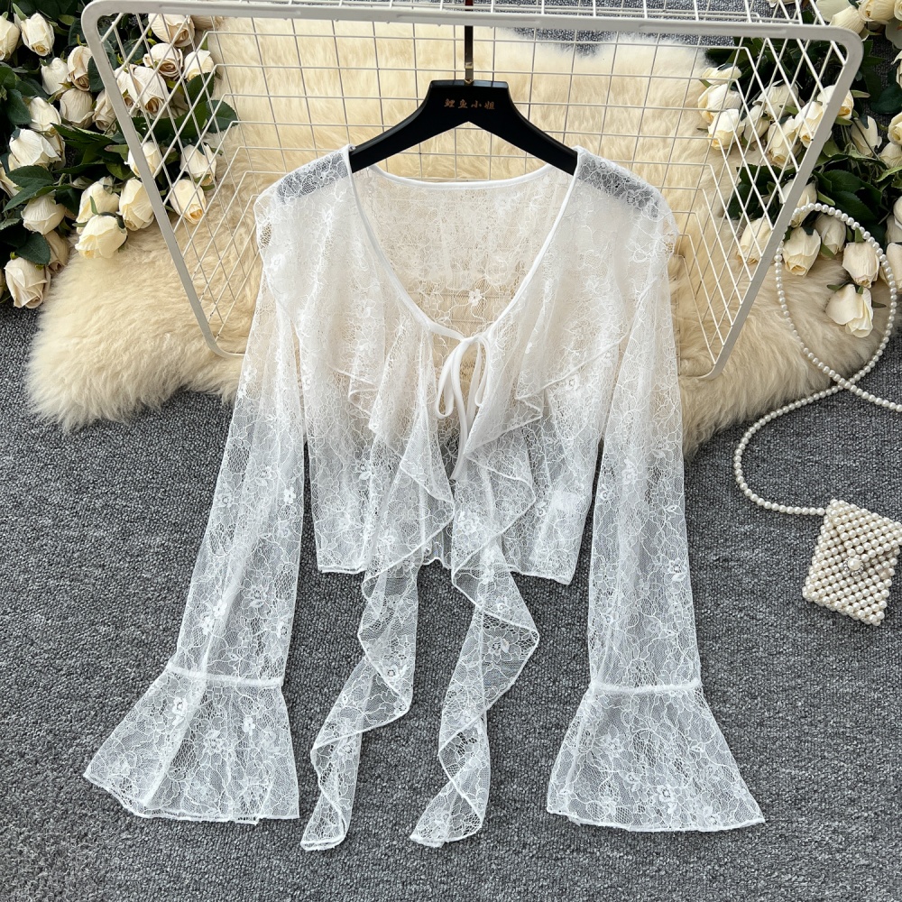 Gauze outside the ride shawl thin coat 3pcs set for women