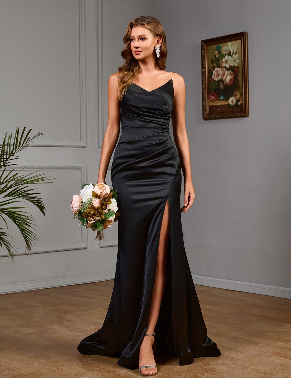 Slim evening dress split long dress for women