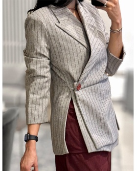 Commuting stripe business suit irregular coat for women