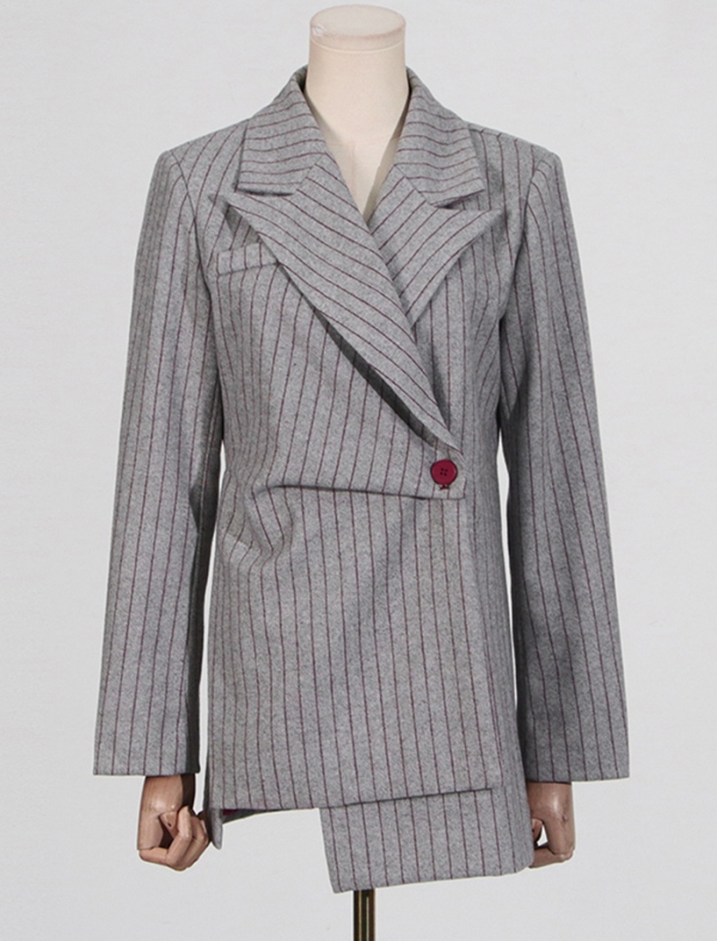 Commuting stripe business suit irregular coat for women