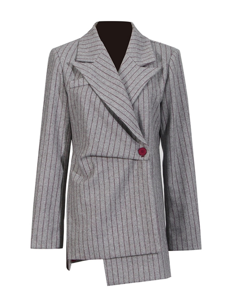 Commuting stripe business suit irregular coat for women