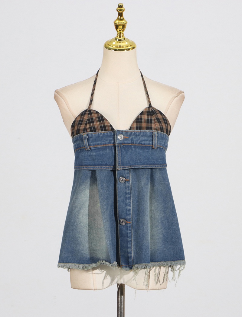 Sling spicegirl vest denim slim tops for women