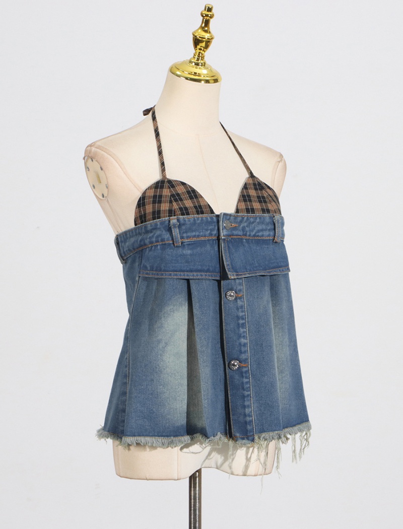 Sling spicegirl vest denim slim tops for women