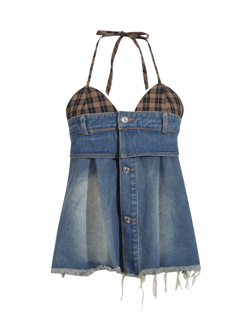 Sling spicegirl vest denim slim tops for women