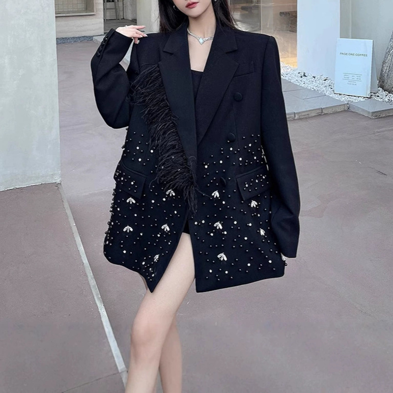 Rhinestone spring business suit elegant coat for women