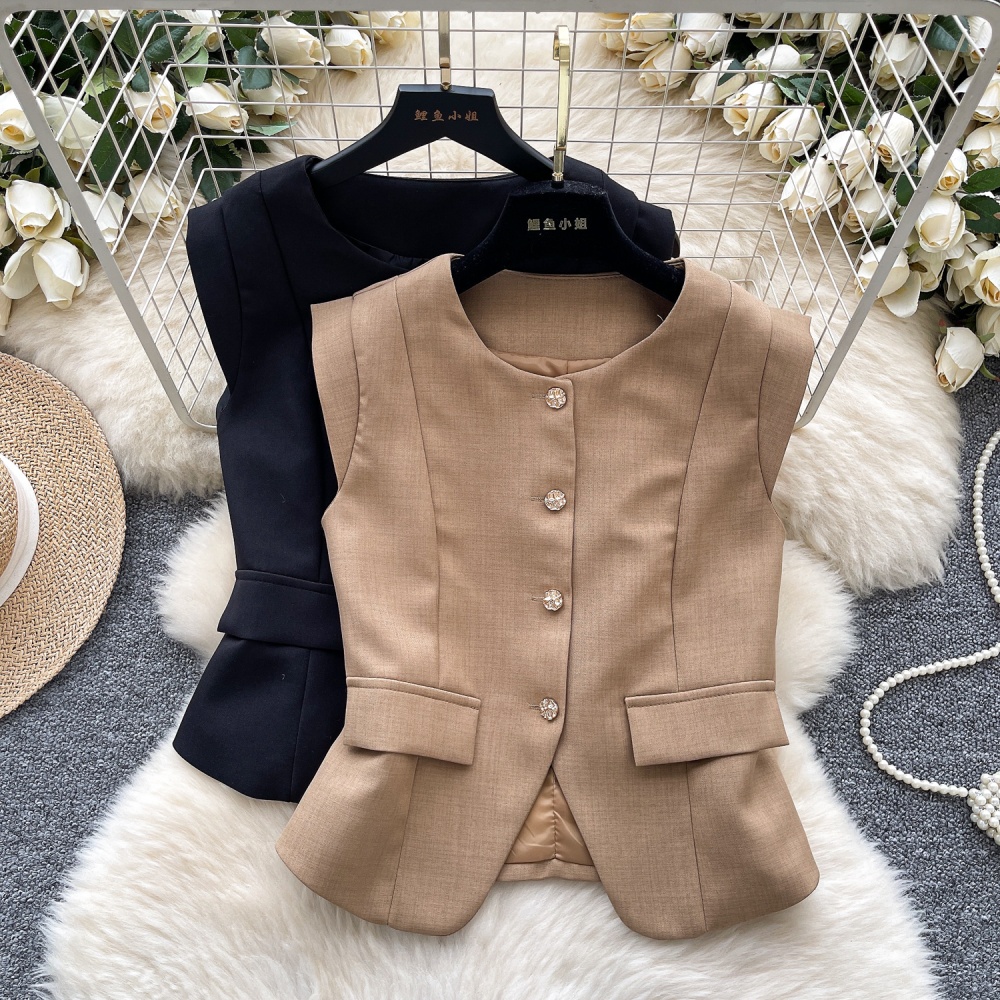 Pinched waist coat round neck waistcoat for women