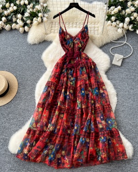 Light luxury floral dress flowers long dress for women