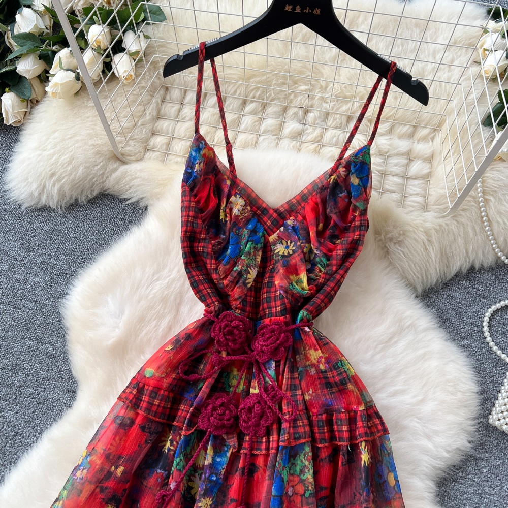 Light luxury floral dress flowers long dress for women