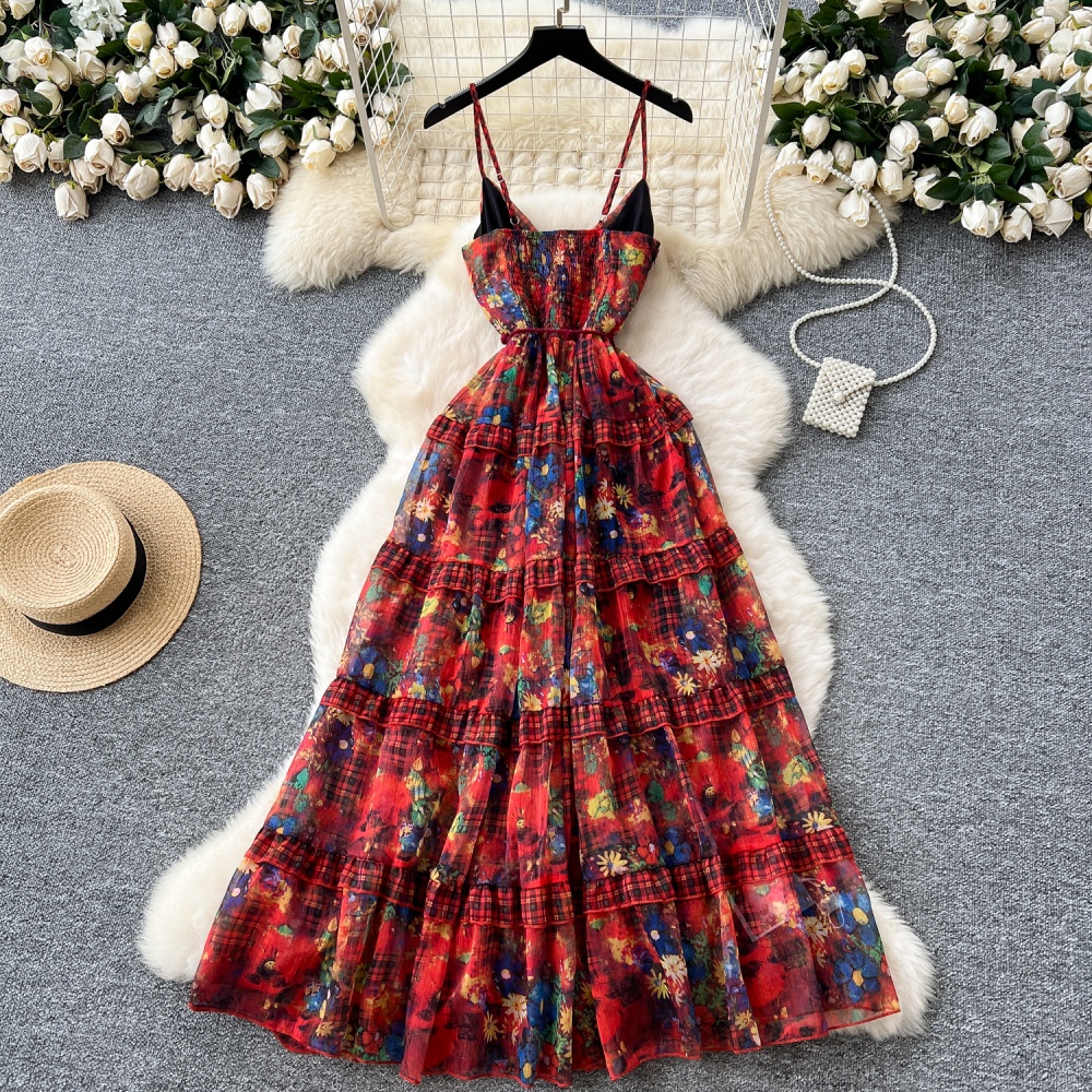 Light luxury floral dress flowers long dress for women