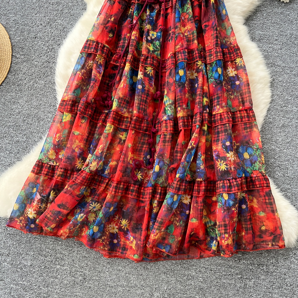 Light luxury floral dress flowers long dress for women