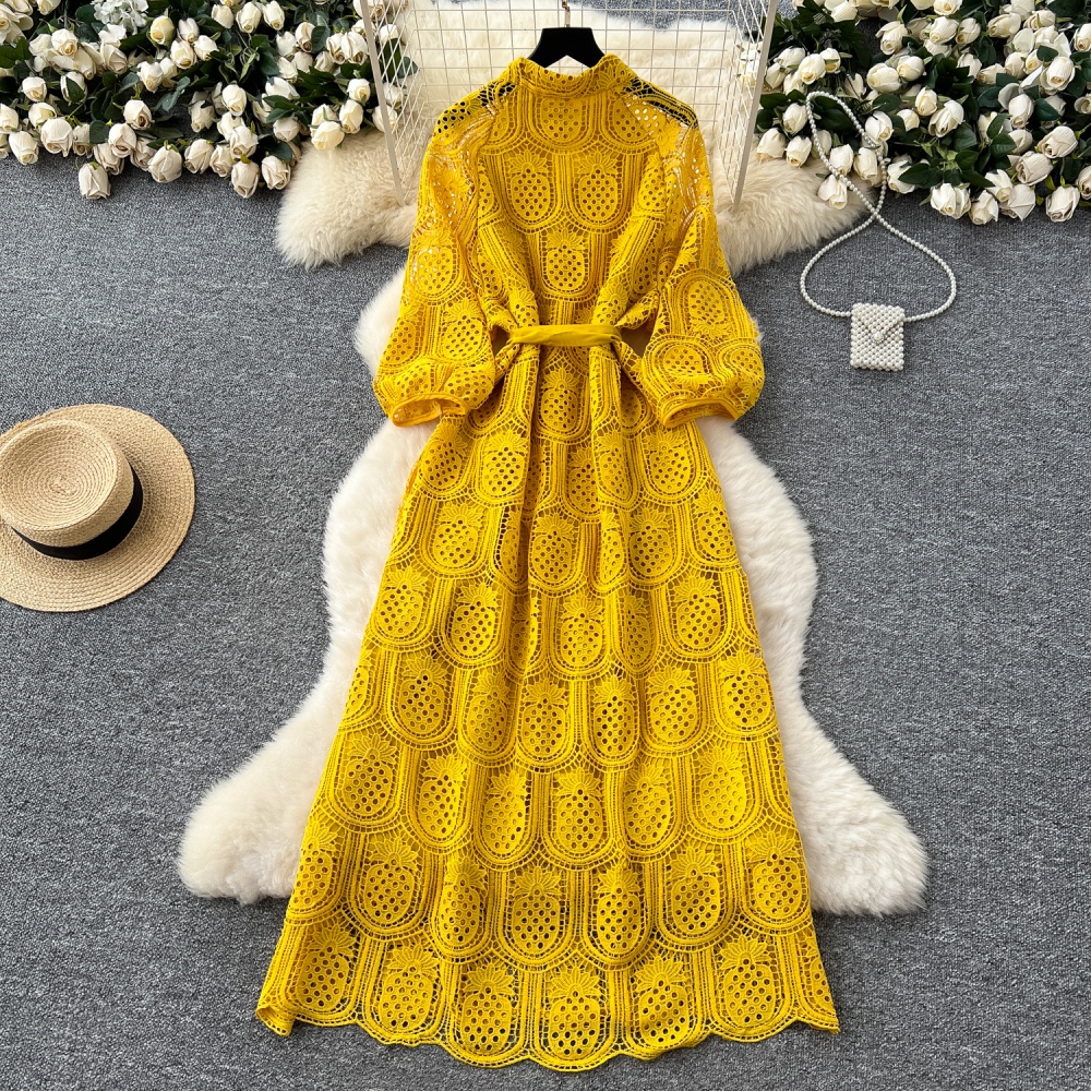 Noble France style dress hollow long dress for women