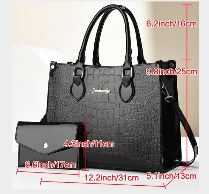 High capacity composite bag crocodile shoulder bag for women