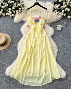 Chiffon high waist lady dress colors sling long dress