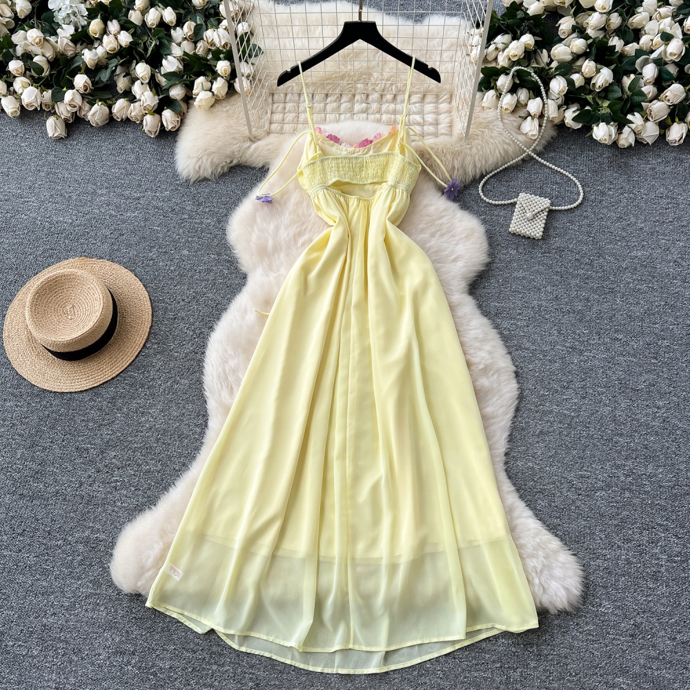 Chiffon high waist lady dress colors sling long dress