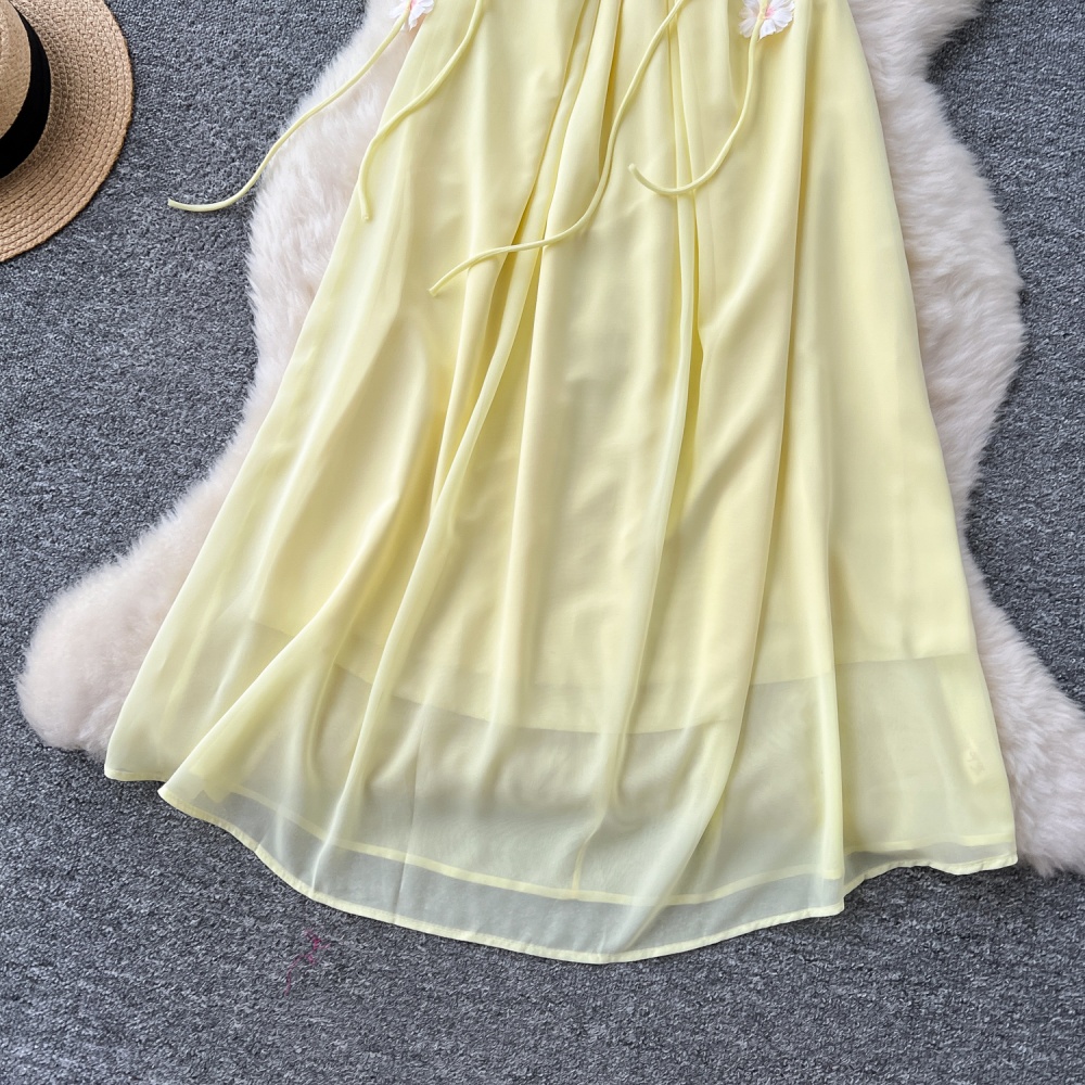 Chiffon high waist lady dress colors sling long dress