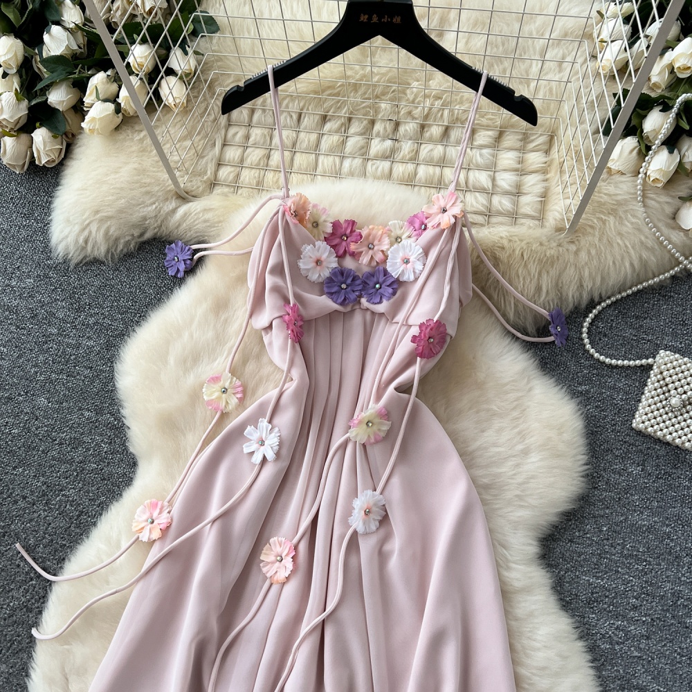 Chiffon high waist lady dress colors sling long dress