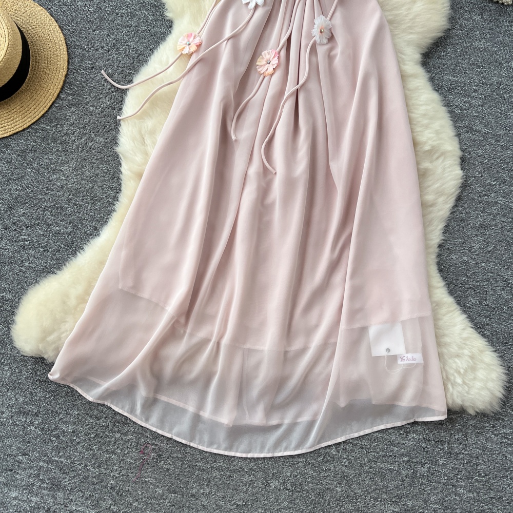 Chiffon high waist lady dress colors sling long dress