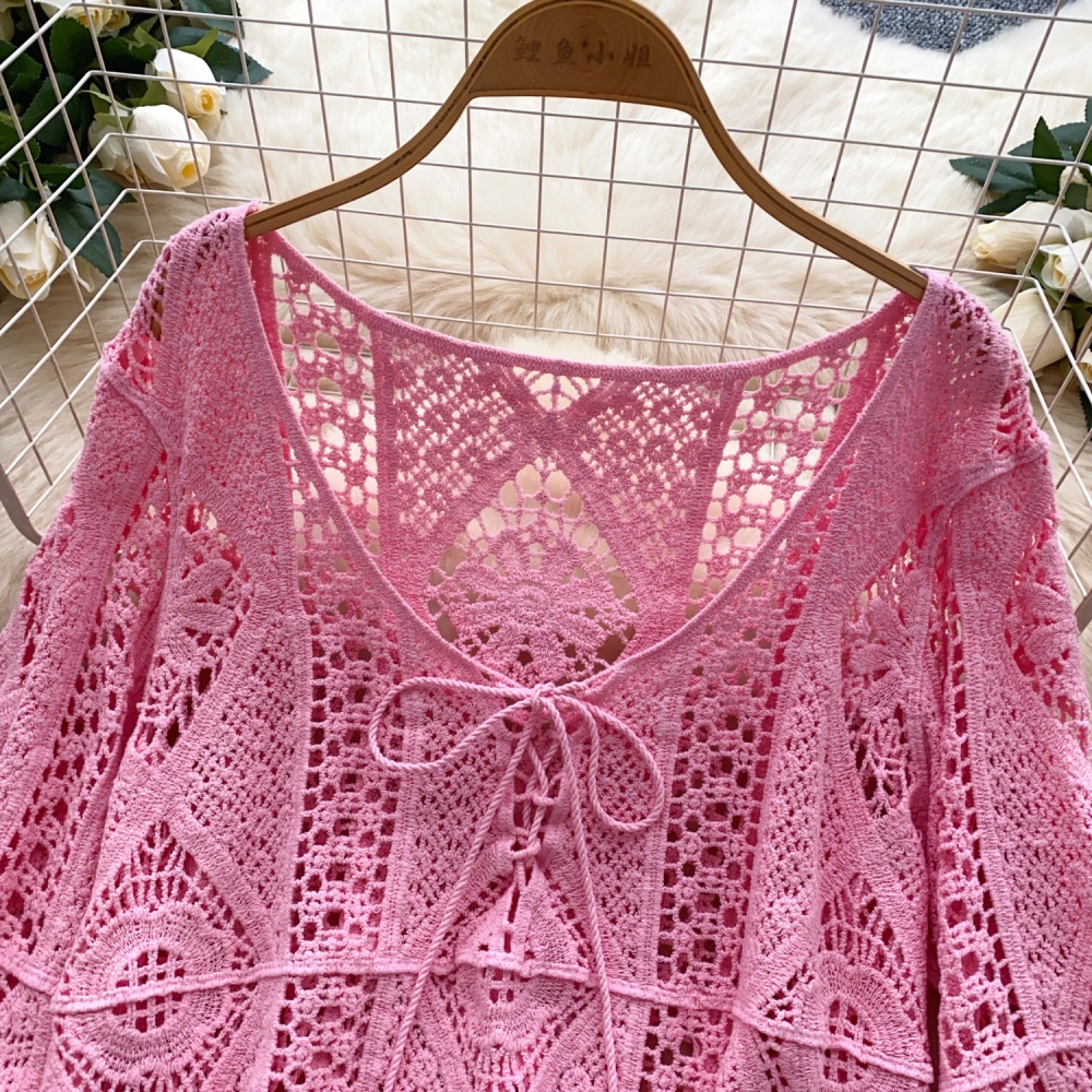 Crochet tassels smock hollow skirt for women