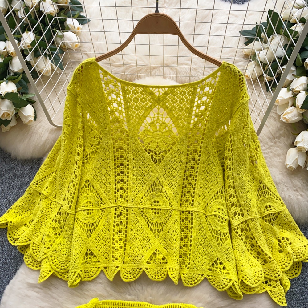 Crochet tassels smock hollow skirt for women