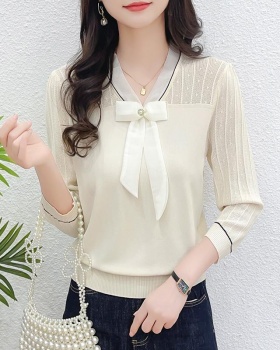 Thin spring tops V-neck short sleeve bottoming shirt