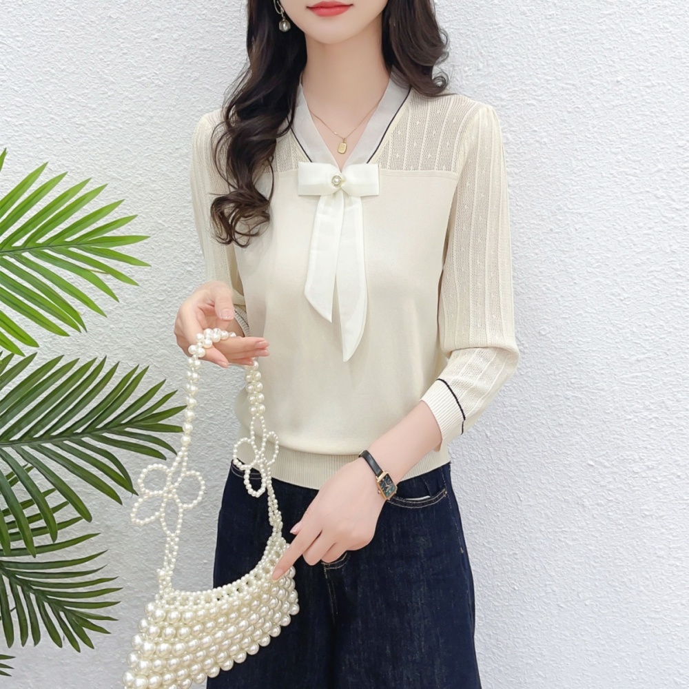 Thin spring tops V-neck short sleeve bottoming shirt