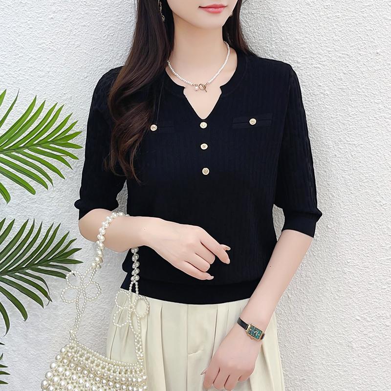 Spring and summer spring tops short sleeve sweater for women