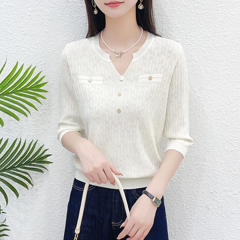 Spring and summer spring tops short sleeve sweater for women