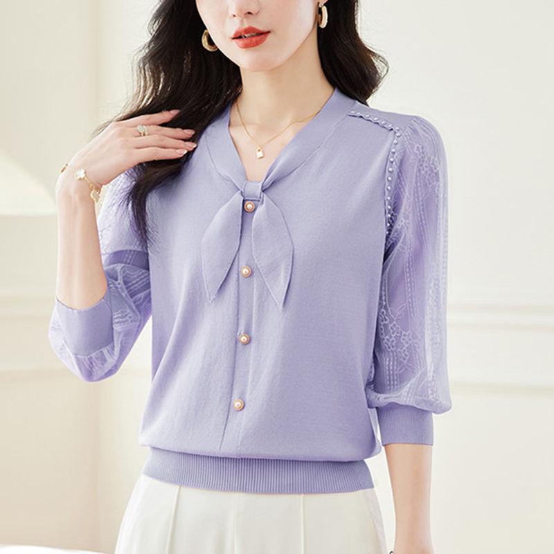 Spring ice silk T-shirt short sleeve tops for women