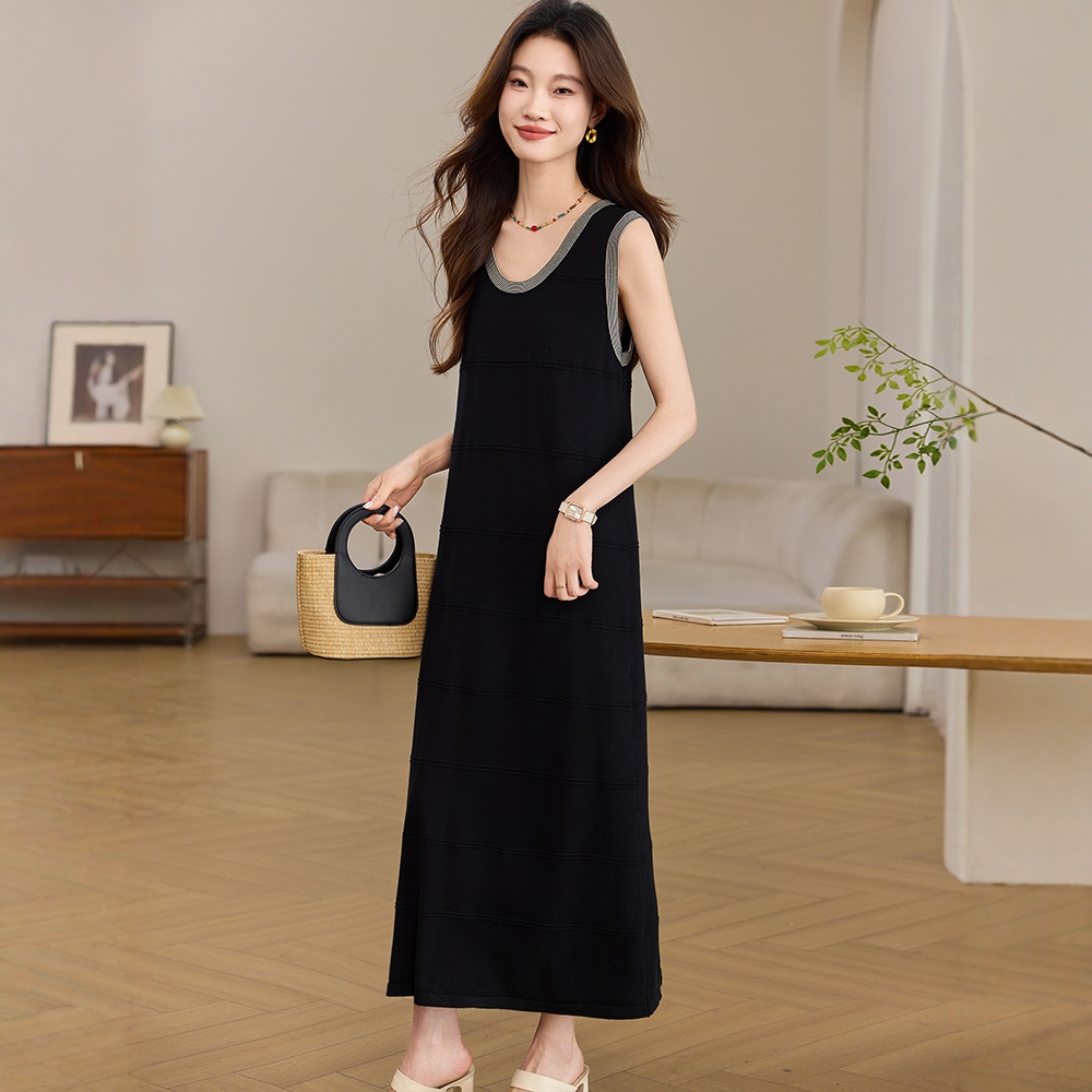 Summer drape slim dress ice silk sleeveless vest for women