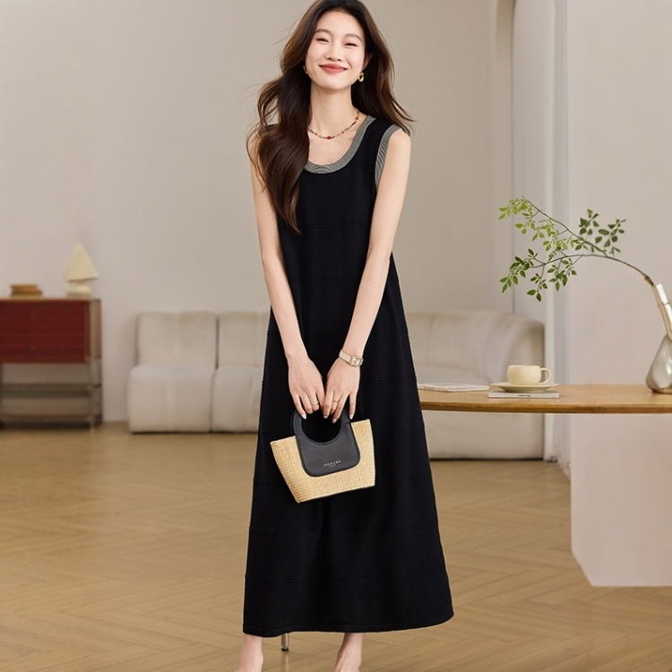 Summer drape slim dress ice silk sleeveless vest for women