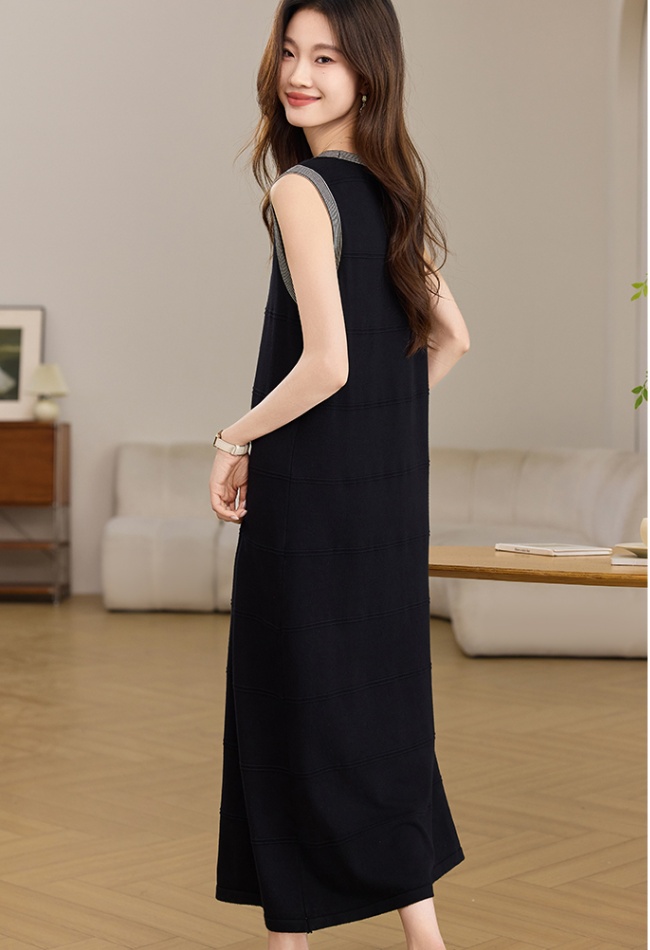 Summer drape slim dress ice silk sleeveless vest for women