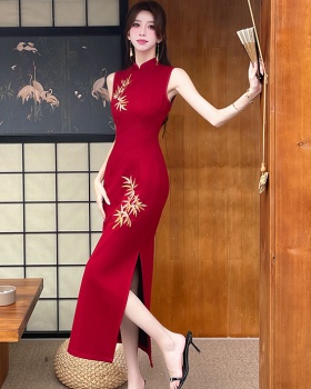 Elasticity cheongsam embroidery business suit