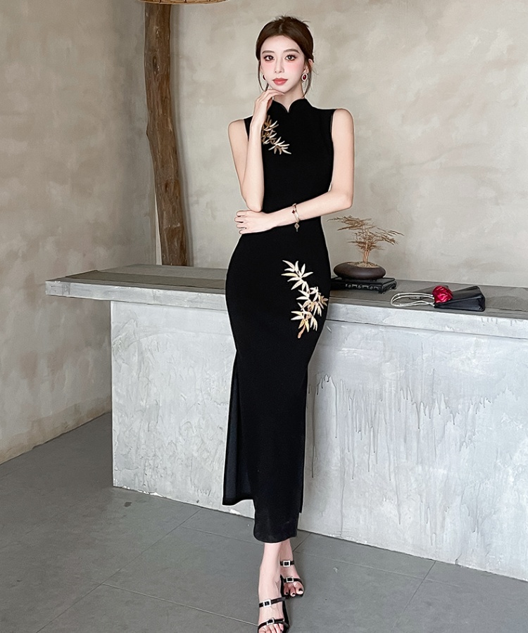 Elasticity cheongsam embroidery business suit