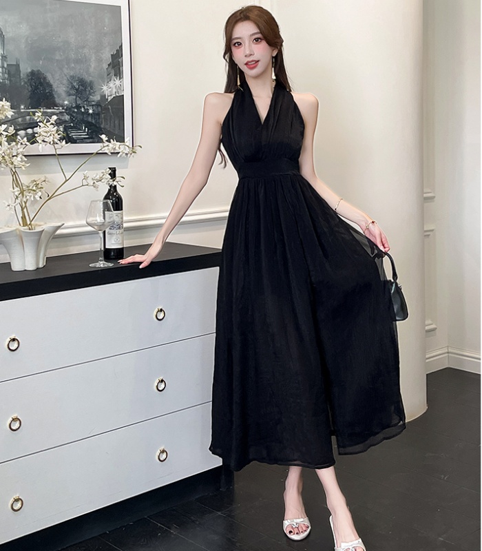 Split sleeveless dress summer temperament long dress