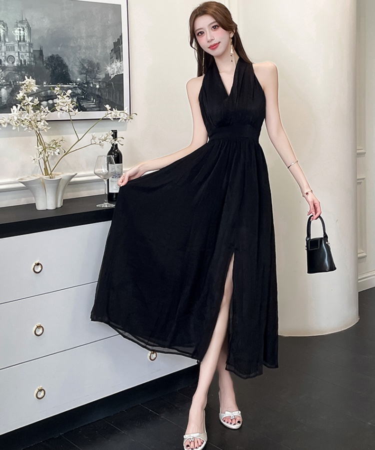 Split sleeveless dress summer temperament long dress