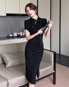 Temperament slim long dress split sexy cheongsam