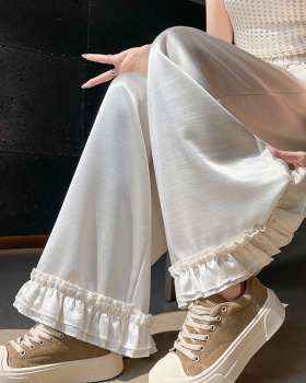 Drape wood ear spring and summer wide leg pants for women