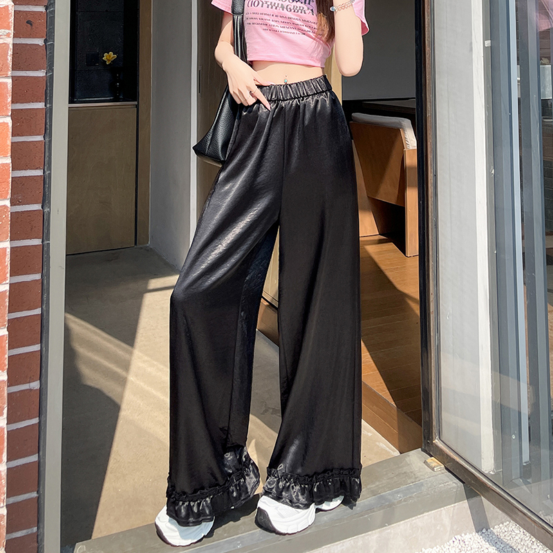 Drape wood ear spring and summer wide leg pants for women