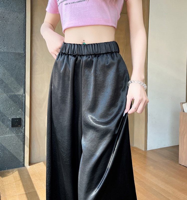 Drape wood ear spring and summer wide leg pants for women