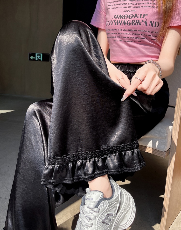 Drape wood ear spring and summer wide leg pants for women